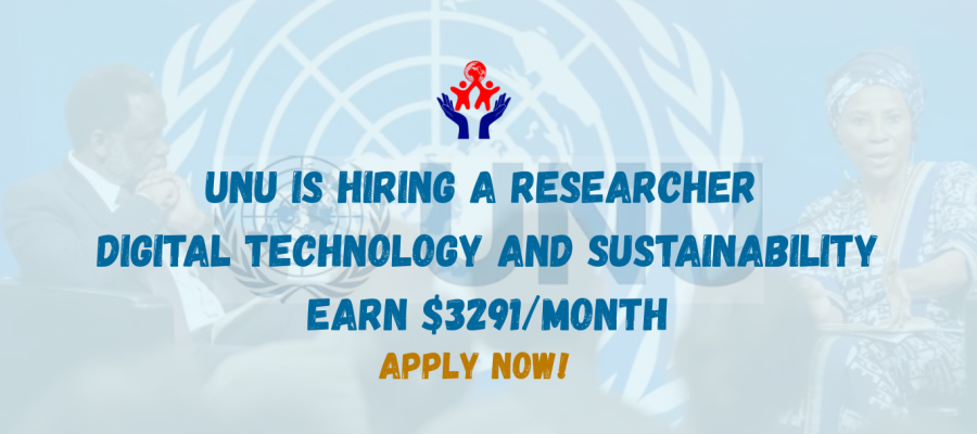 UNU Is Hiring a Researcher in Digital Technology and Sustainability | Earn Up to $3,291/Month